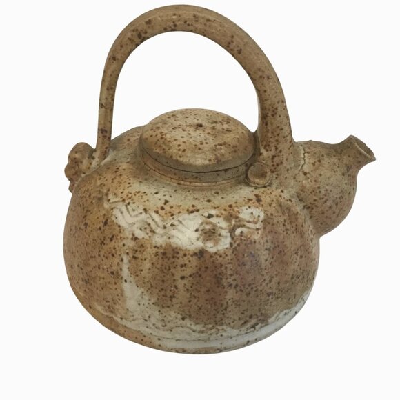 Vintage Wabi-Sabi 6.5" Signed Studio Pottery Stoneware Teapot Speckled/Ash Glaze - Picture 4 of 13